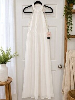poshmark bridal shower dress For Bride for Sale up to 90% Off: Black One Shoulder Dresses beaded white dress Cute Cream Halter Lace Size:11 US/ AGE 4-8 Years/Little kids